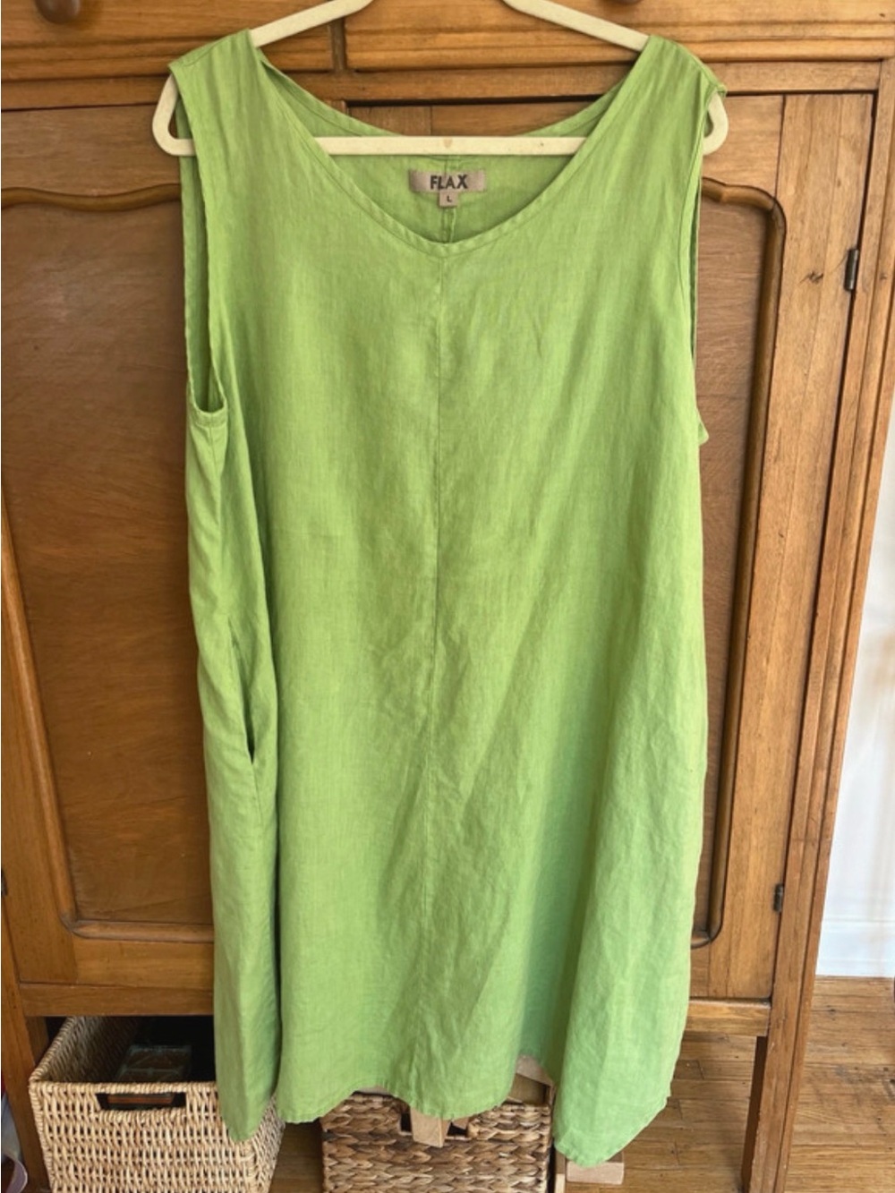 Flax Sleeveless Linen Maxi Dress in Lime